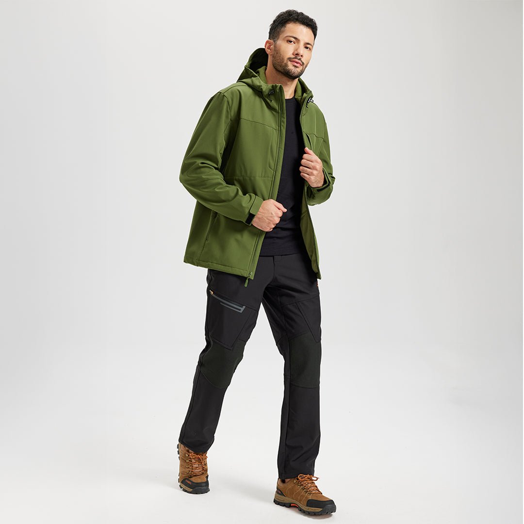 TACVASEN Army Green Tactical Softshell Jacket Hooded Waterproof Coat