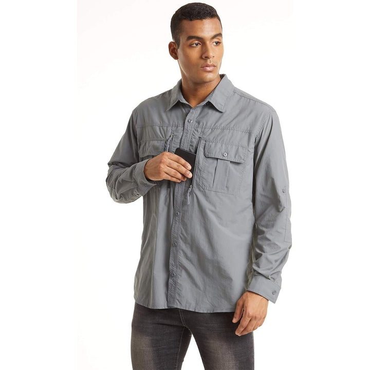 Men's Tactical Sun Protective Button - Down Long Sleeve Shirt - Men's Hiking Clothing