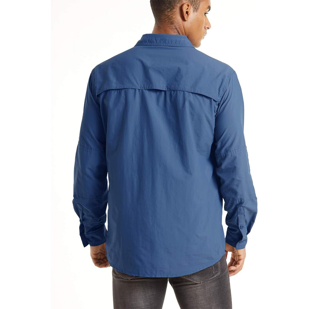 TACVASEN Khaki Men's Tactical UPF Sun Protection Long Sleeve Shirt