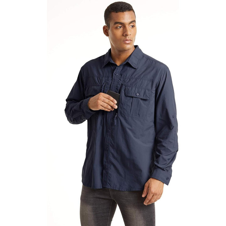 Men's Tactical Sun Protective Button - Down Long Sleeve Shirt - Men's Hiking Clothing