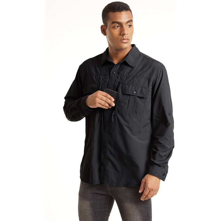 Men's Tactical Sun Protective Button - Down Long Sleeve Shirt - Men's Hiking Clothing