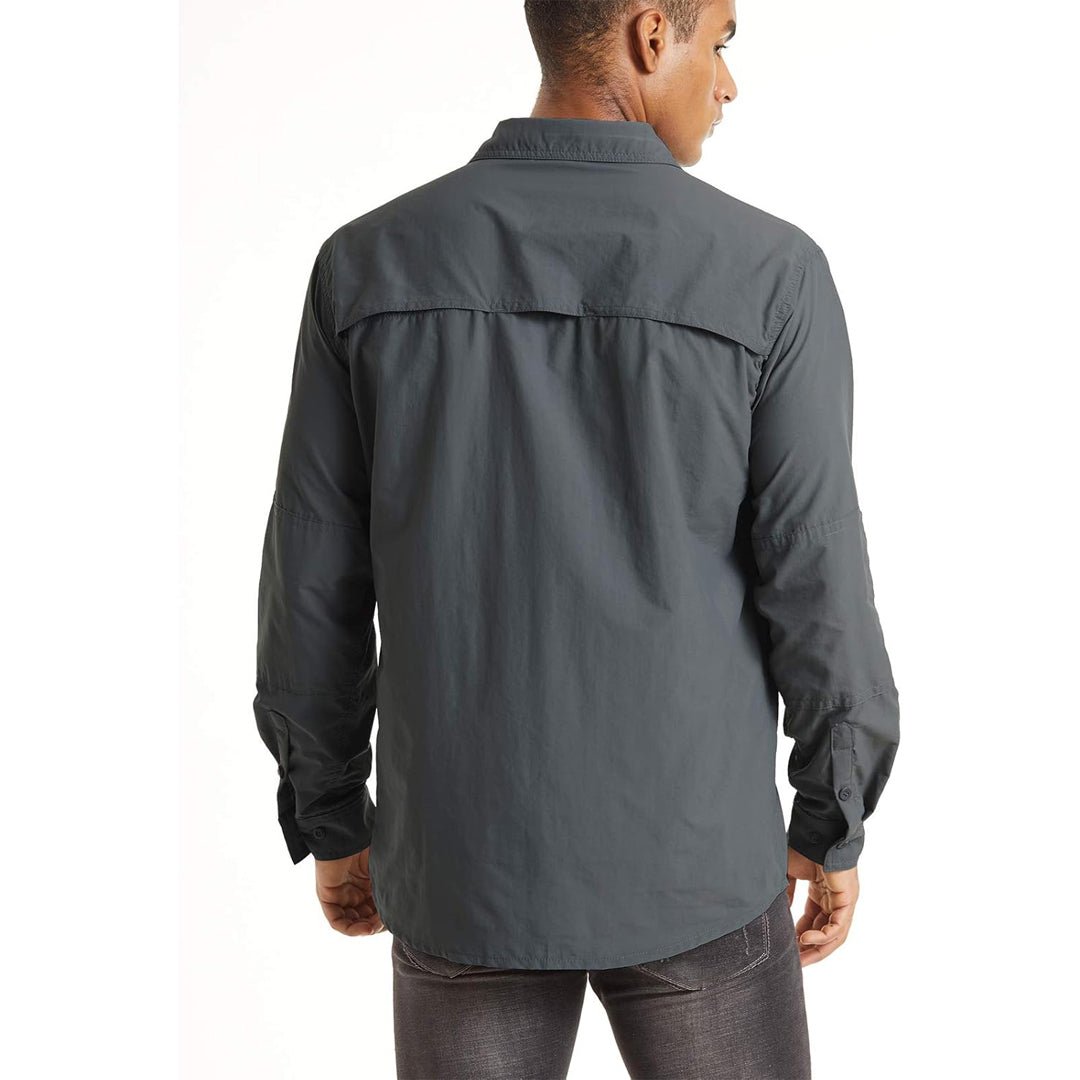 TACVASEN Khaki Men's Tactical UPF Sun Protection Long Sleeve Shirt