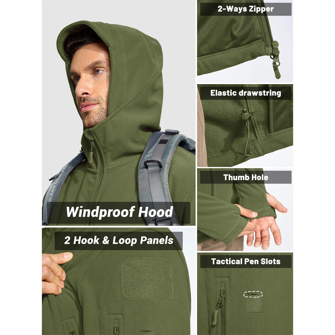 TACVASEN Army Green Men's Tactical Thermal Bomber Coats
