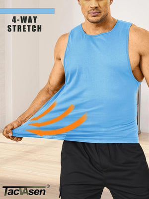 TACVASEN Waterfall Blue Men's Tank Tops Cotton Sleeveless Wide-Armhole Shirt