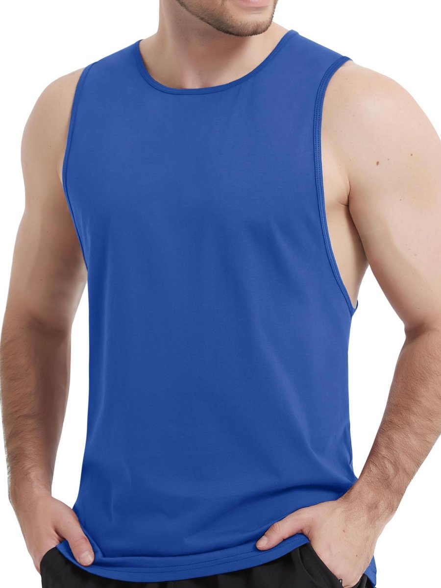 TACVASEN Bright Blue Men's Tank Tops Cotton Sleeveless Wide-Armhole Shirt