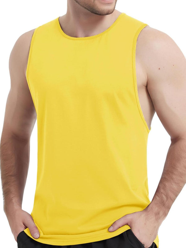 TACVASEN Yellow Men's Tank Tops Cotton Sleeveless Wide-Armhole Shirt