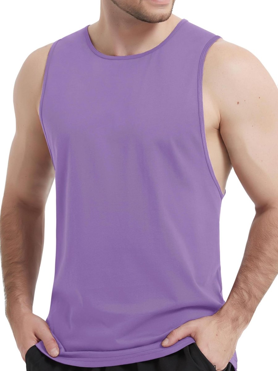 TACVASEN Light Purple Men's Tank Tops Cotton Sleeveless Wide-Armhole Shirt