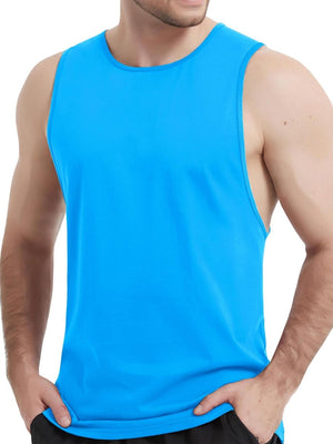 TACVASEN Azure Men's Tank Tops Cotton Sleeveless Wide-Armhole Shirt