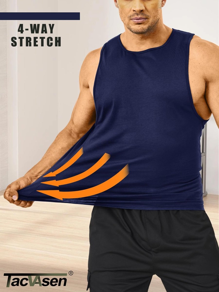 TACVASEN Navy Men's Tank Tops Cotton Sleeveless Wide-Armhole Shirt