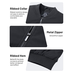 TACVASEN Black Thermal Quilted Waterproof Bomber Jacket