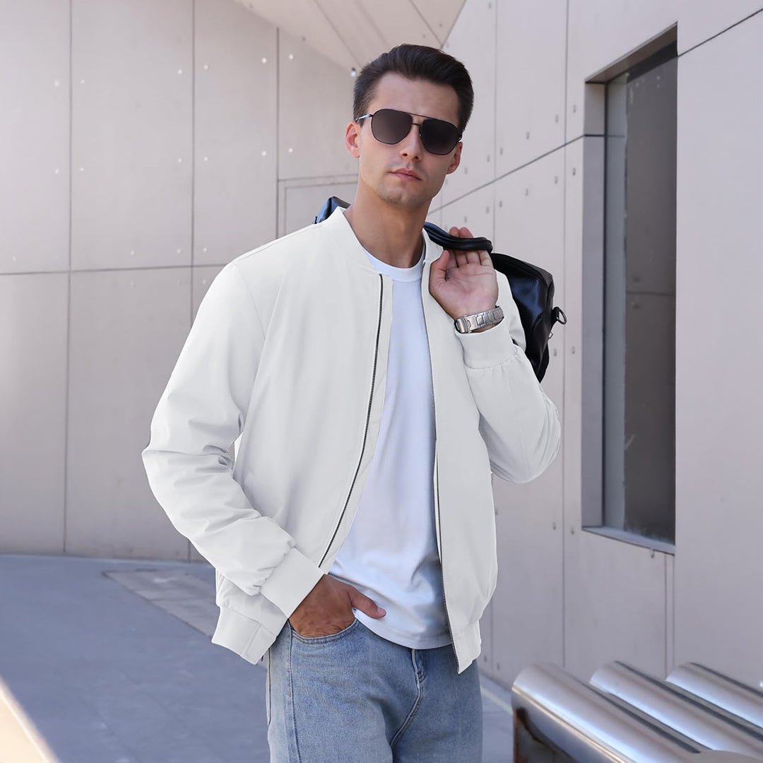 TACVASEN White Thermal Quilted Waterproof Bomber Jacket