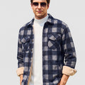 TACVASEN Black Grey Men's Thick Button Down Flannel Jacket