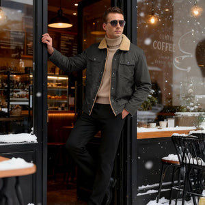 TACVASEN Dark Grey Thick Thermal Sherpa Fleece Lined Cargo Jacket
