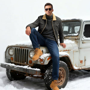 TACVASEN Dark Grey Thick Thermal Sherpa Fleece Lined Cargo Jacket