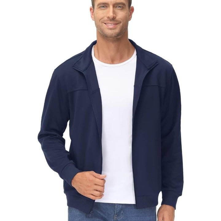 Men's Track Lightweight Full Zip Up Stand Collar Jacket - Men's Jackets