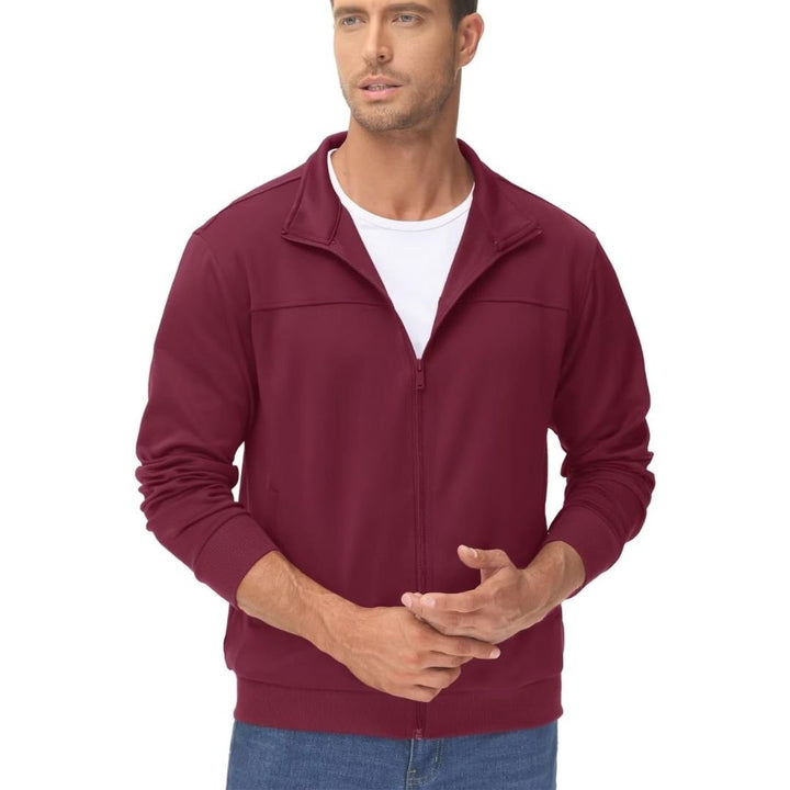 Men's Track Lightweight Full Zip Up Stand Collar Jacket - Men's Jackets