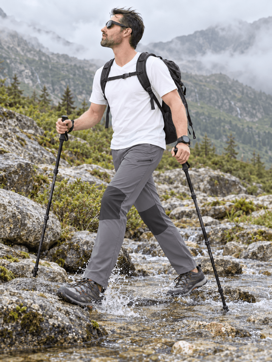TACVASEN Light Grey Men's Trouser Quick Dry Walking Hiking Work Pant