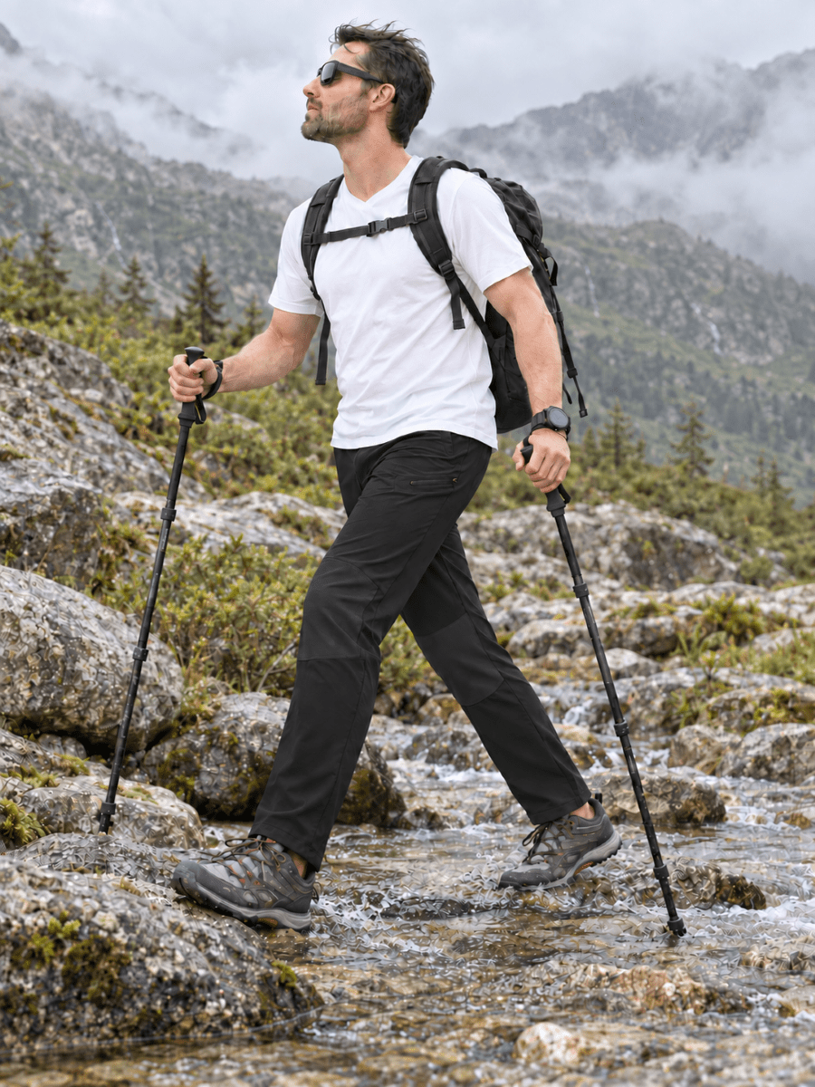 TACVASEN Black Men's Trouser Quick Dry Walking Hiking Work Pant