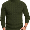 TACVASEN Army Green Men's Turtleneck Pullover Cable Sweater