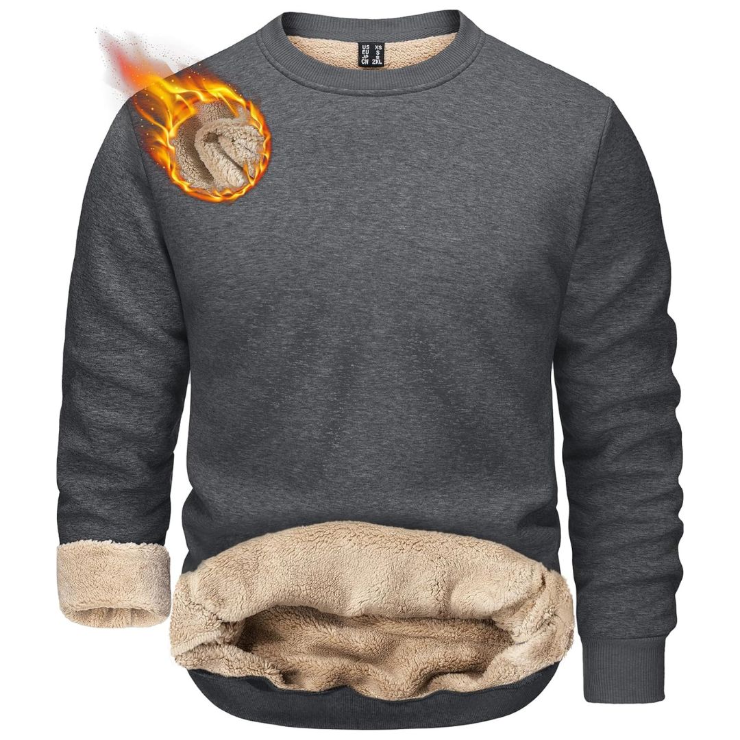 TACVASEN Dark Grey Men's Sherpa Lined Sweatshirt Warm Heavyweight Fleece Pullover