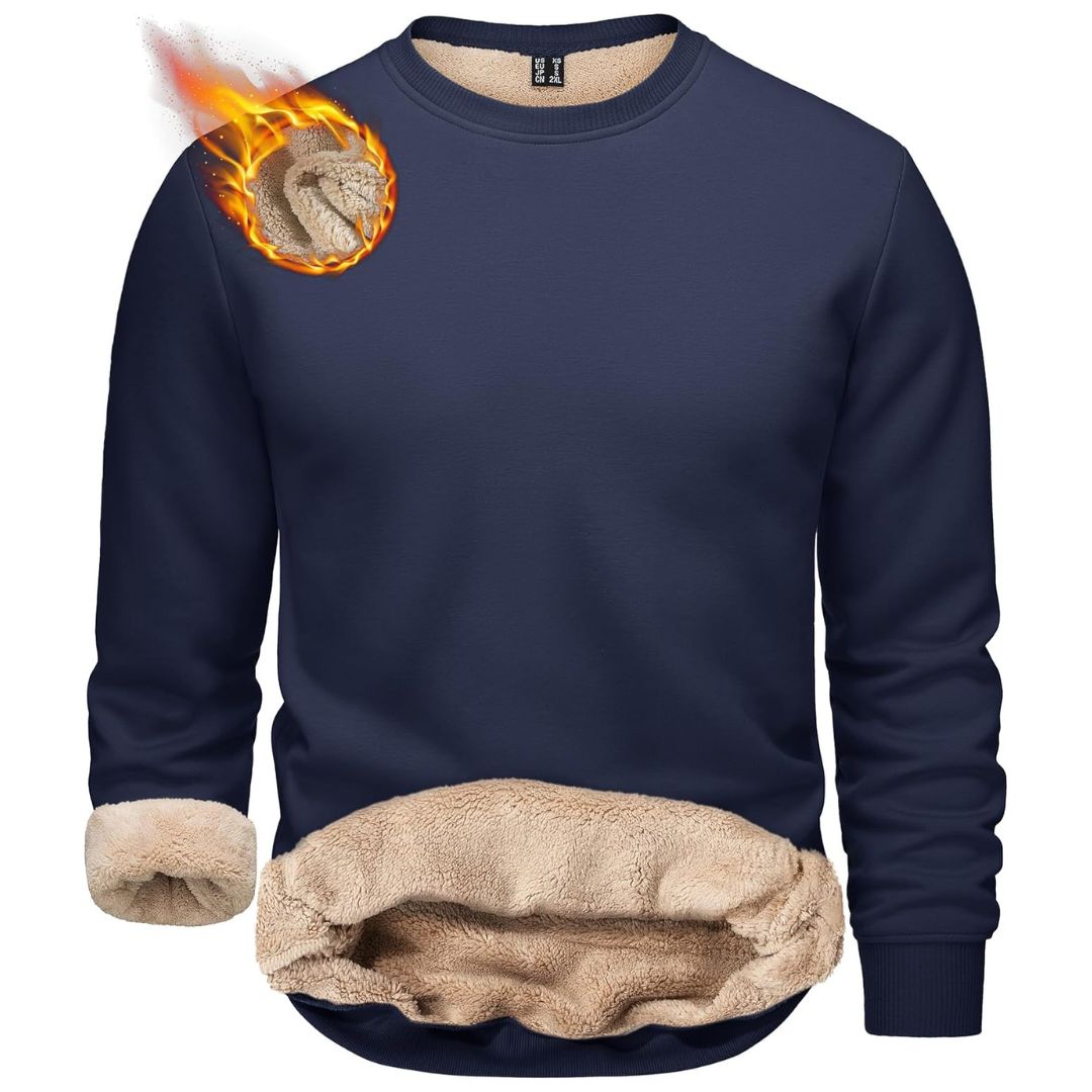 TACVASEN Navy Men's Sherpa Lined Sweatshirt Warm Heavyweight Fleece Pullover