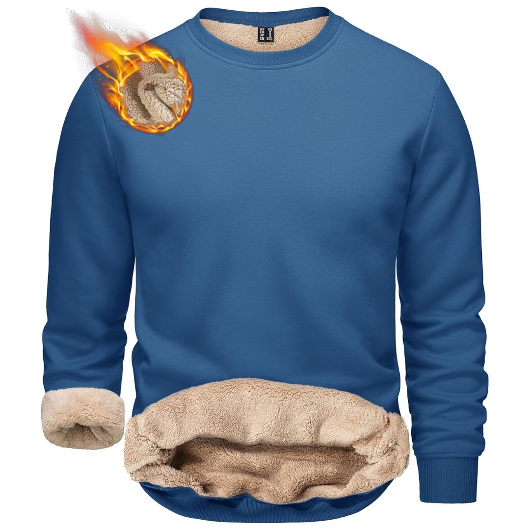 TACVASEN Grey Blue Men's Sherpa Lined Sweatshirt Warm Heavyweight Fleece Pullover