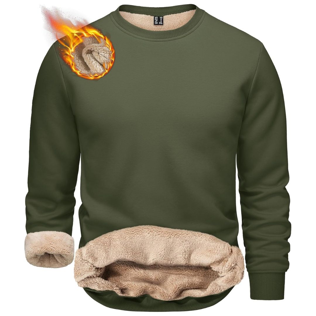 TACVASEN Army Green Men's Sherpa Lined Sweatshirt Warm Heavyweight Fleece Pullover