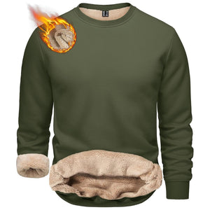 TACVASEN Army Green Men's Sherpa Lined Sweatshirt Warm Heavyweight Fleece Pullover