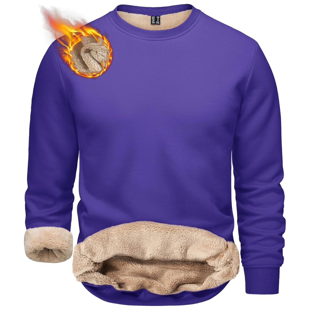 TACVASEN Purple Men's Sherpa Lined Sweatshirt Warm Heavyweight Fleece Pullover