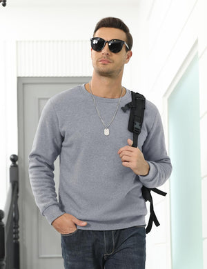 TACVASEN Light Grey Men's Sherpa Lined Sweatshirt Warm Heavyweight Fleece Pullover