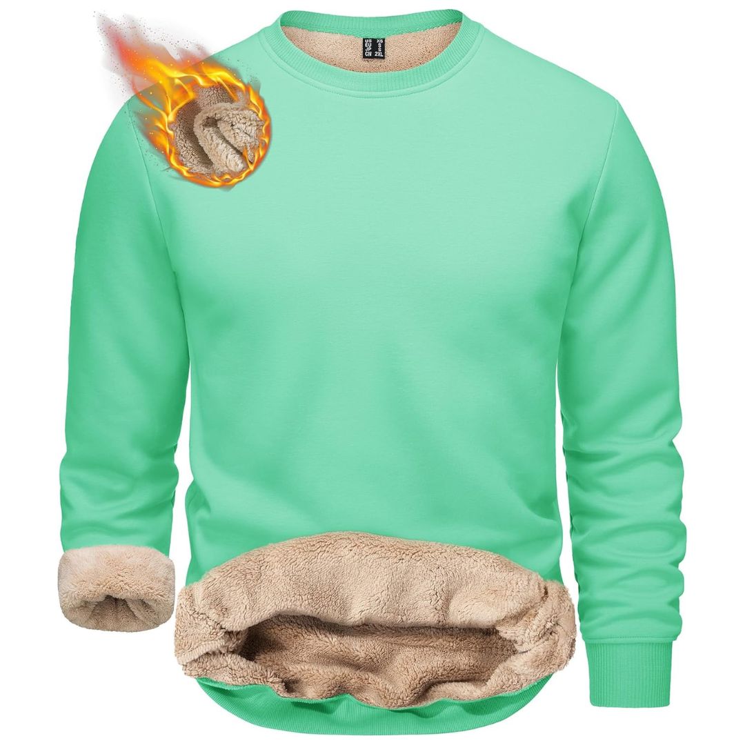 TACVASEN Mint Green Men's Sherpa Lined Sweatshirt Warm Heavyweight Fleece Pullover