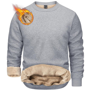 TACVASEN Light Grey Men's Sherpa Lined Sweatshirt Warm Heavyweight Fleece Pullover