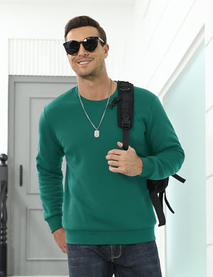 TACVASEN Emerald Green Men's Sherpa Lined Sweatshirt Warm Heavyweight Fleece Pullover
