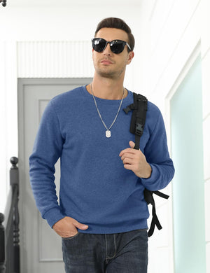 TACVASEN Grey Blue Men's Sherpa Lined Sweatshirt Warm Heavyweight Fleece Pullover