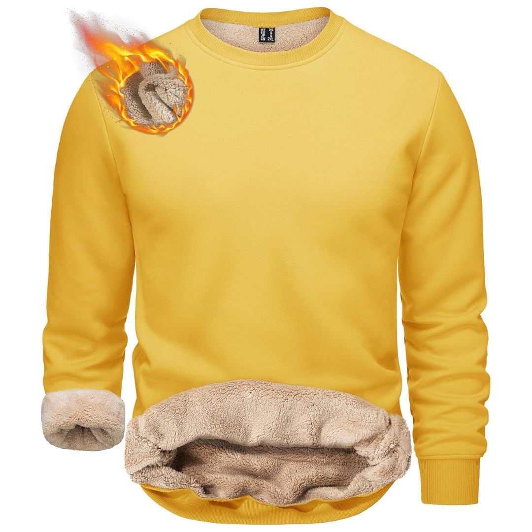 TACVASEN Yellow Men's Sherpa Lined Sweatshirt Warm Heavyweight Fleece Pullover