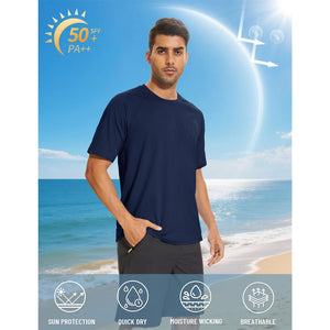 TACVASEN Blue Men's UPF 50+ Breathable Quick - Dry Outdoor Swim T-Shirt