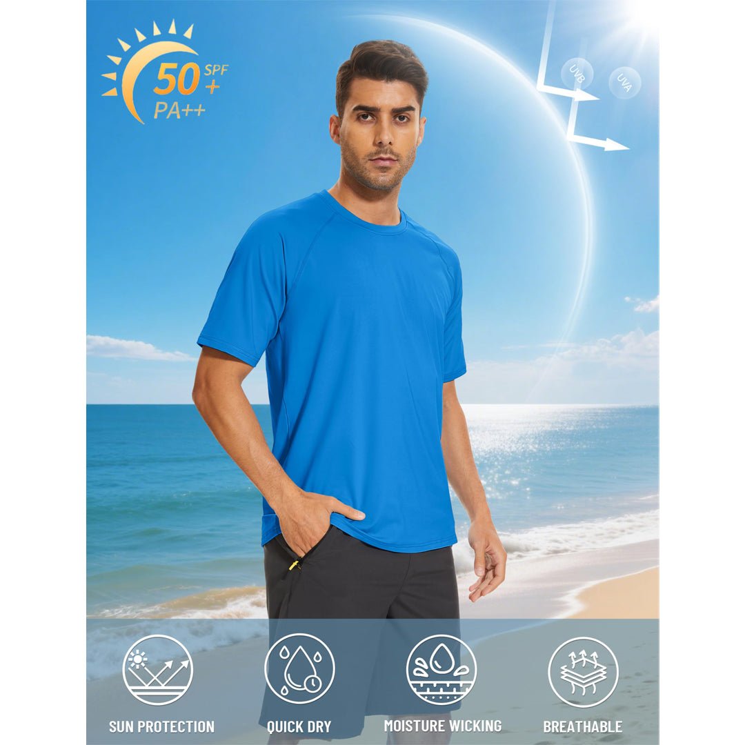 TACVASEN Blue Men's UPF 50+ Breathable Quick - Dry Outdoor Swim T-Shirt