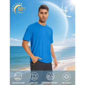 TACVASEN Blue Men's UPF 50+ Breathable Quick - Dry Outdoor Swim T-Shirt