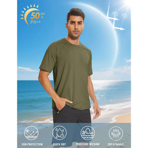 TACVASEN Blue Men's UPF 50+ Breathable Quick - Dry Outdoor Swim T-Shirt