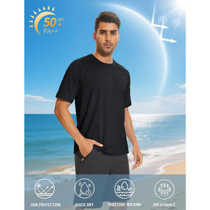 TACVASEN Blue Men's UPF 50+ Breathable Quick - Dry Outdoor Swim T-Shirt