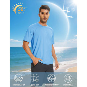 TACVASEN Blue Men's UPF 50+ Breathable Quick - Dry Outdoor Swim T-Shirt
