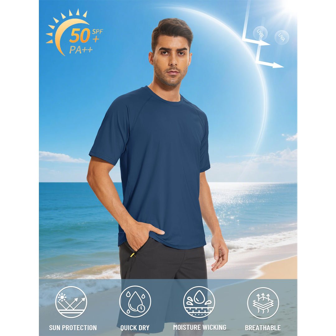 TACVASEN Blue Men's UPF 50+ Breathable Quick - Dry Outdoor Swim T-Shirt