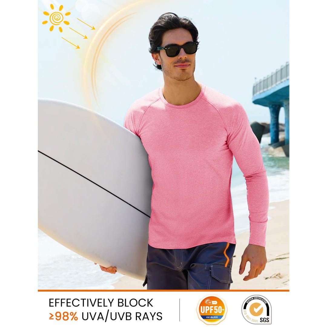 TACVASEN Pink UPF 50+ Fishing Swim Long Sleeve Shirts