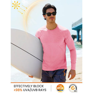 TACVASEN Pink UPF 50+ Fishing Swim Long Sleeve Shirts