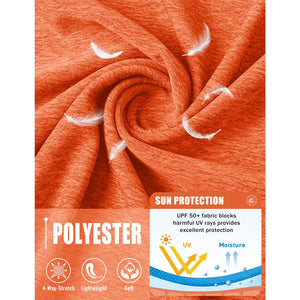 TACVASEN Orange UPF 50+ Fishing Swim Long Sleeve Shirts