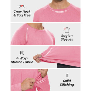 TACVASEN Pink UPF 50+ Fishing Swim Long Sleeve Shirts