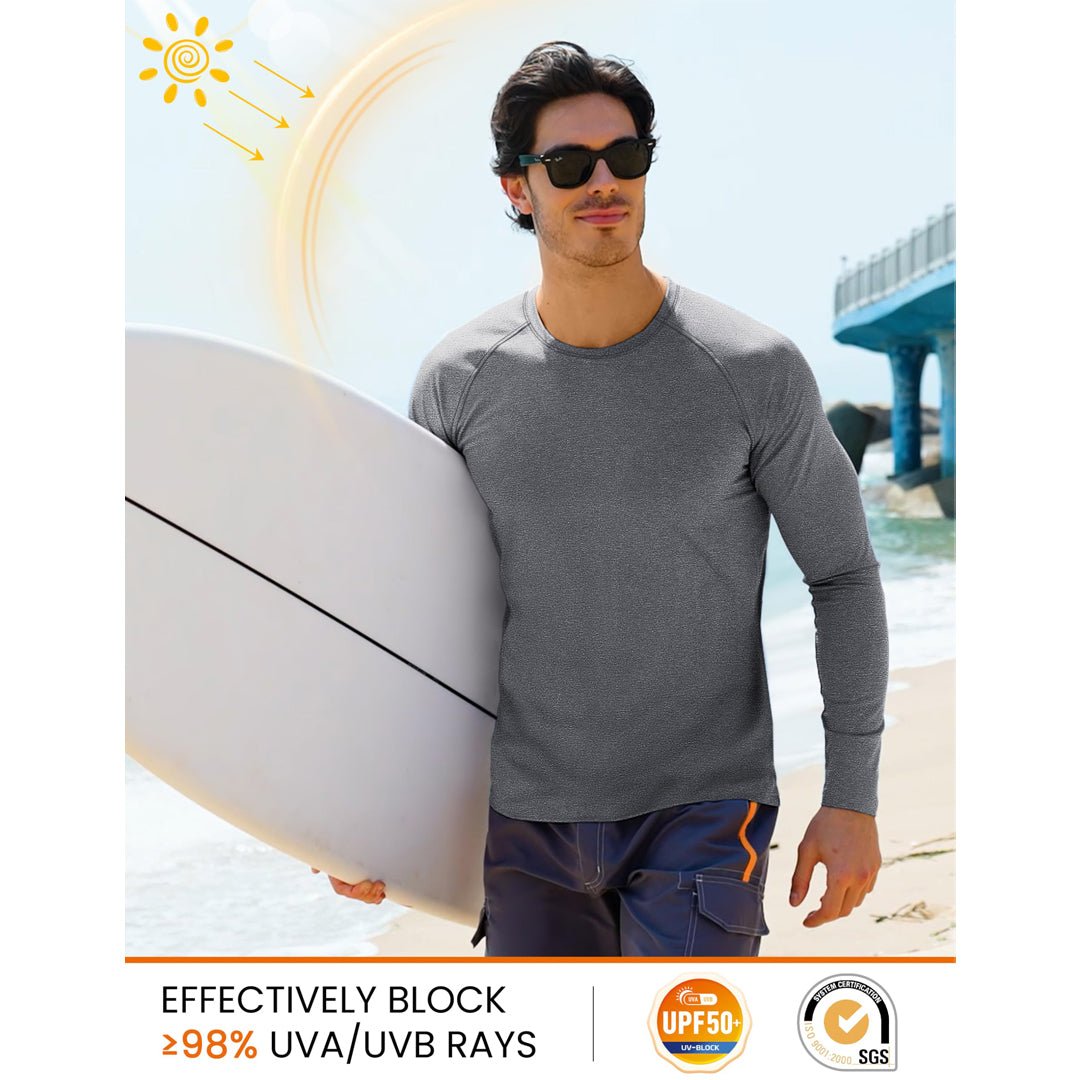 TACVASEN Dark Grey UPF 50+ Fishing Swim Long Sleeve Shirts