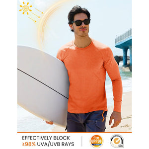 TACVASEN Orange UPF 50+ Fishing Swim Long Sleeve Shirts
