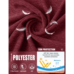TACVASEN Wine Red UPF 50+ Fishing Swim Long Sleeve Shirts