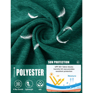 TACVASEN Emerald Green UPF 50+ Fishing Swim Long Sleeve Shirts